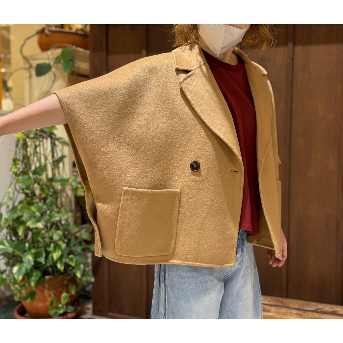 YENN DOUBLE FACE CAPE JACKET ダークネイビー YENN DOUBLE FACE CAPE