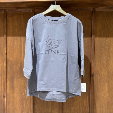 CLOCHE  キャットプリント7分袖Tee