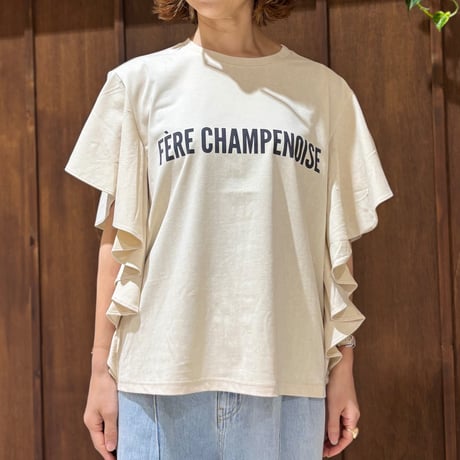 CLOCHE  フリル袖ロゴTee