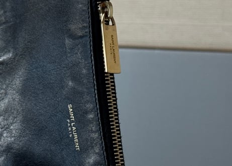 saint laurent leather logo pouch