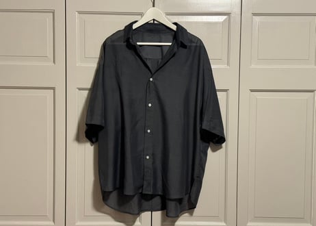 90s silk open collar shirt