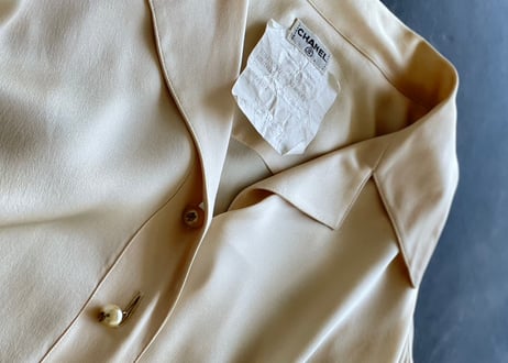 chanel silk pearl shirt