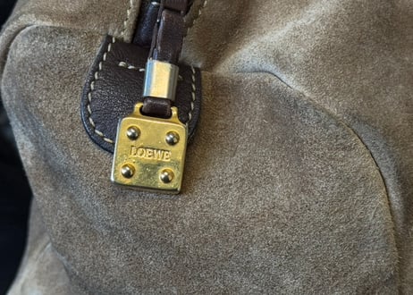 loewe anagram suede leather bag