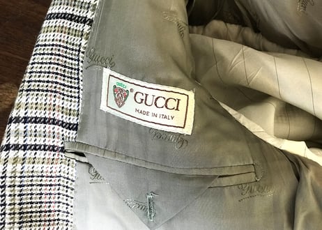 80s guccci check tailored jacket dead stock