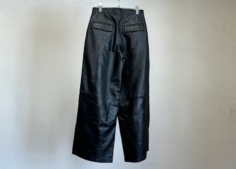 90s leather wide pants