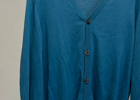 maison margiela elbow patch cardigan blue