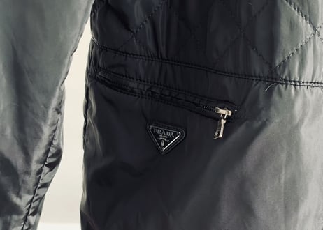 prada nylon logo quilting coat