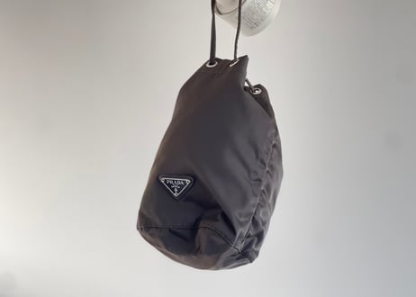 prada nylon "巾着" bag khaki