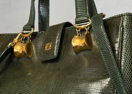80s loewe izard leather anagram shoulder bag