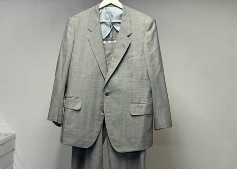 yves saint laurent gray check set up suit