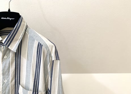 salvatore ferragamo stripe shirt blue×navy