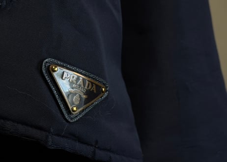 prada triangle logo hoodie
