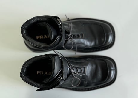 90-00s prada leather boots #d