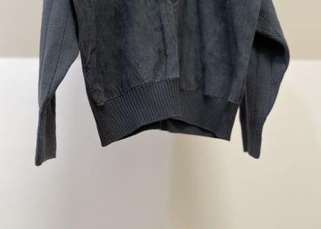 lanvin deep neck suede knit
