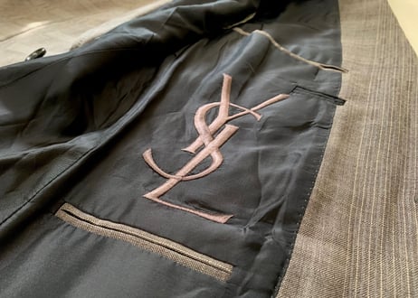 yves saint laurent rive gauche cashmere wool set up suit dead stock