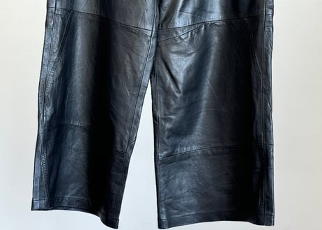 90s leather wide pants
