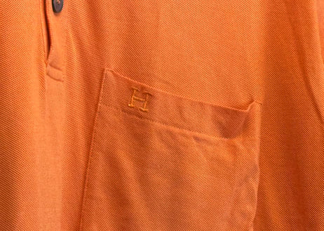hermes "H logo" orange polo shirt
