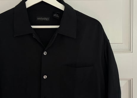 90s silk open collar shirt