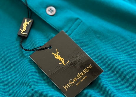 90s yves saint laurent ysl rogo polo shirt dead stock