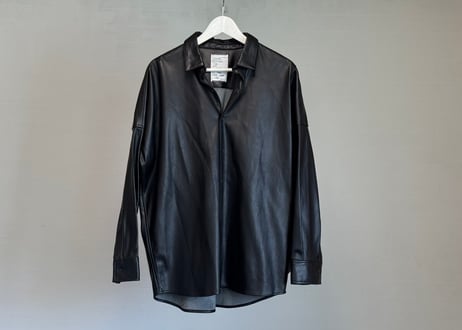 shareef over size pvc leather shirt jacket