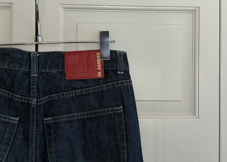 jilsander "本人期" leather piping denim
