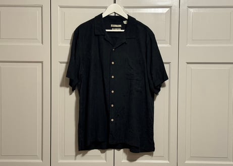 90s silk open collar silk shirt