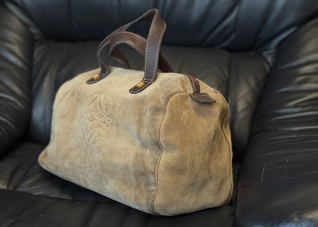 loewe anagram suede leather bag