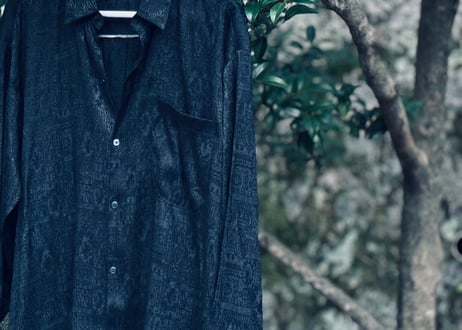 90s "総柄" silk shirt