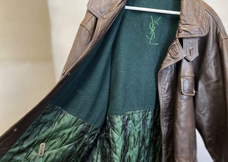80s yves saint laurent leather coat