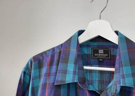 80-90s givenchy  made in italy over size check shirt