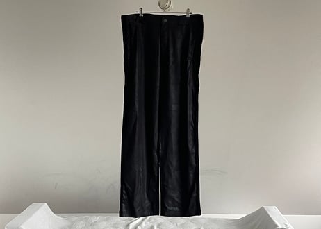 emporio armani fake leather side line wide pants