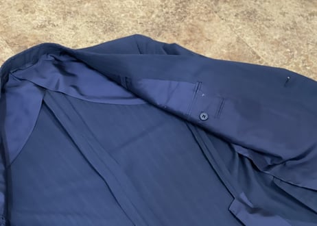 balenciaga set up suit navy stripe