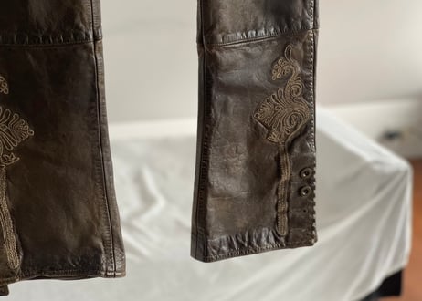 ralph lauren embroidery leather pants