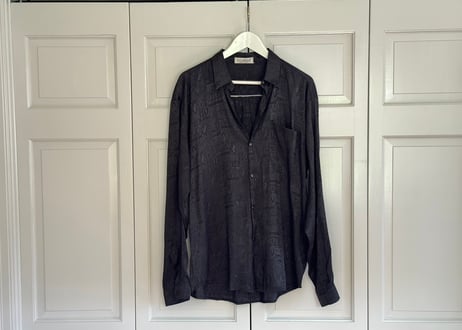 90s "総柄" silk shirt