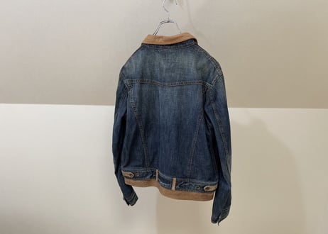 emporio armani leather switch denim jacket
