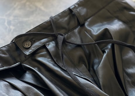 toironier fake leather wide tack pants