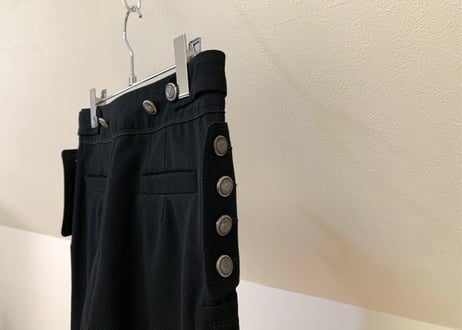 louis vuitton side silver button trousers black