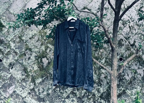 90s "総柄" silk shirt