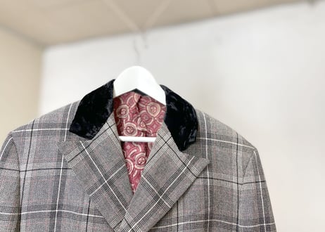 80s check chesterfield coat