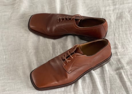 louis vuitton  leather square toe shoes brown