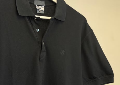 hermes "H" logo black polo shirt