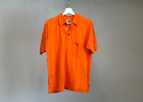 hermes H logo orange polo shirt