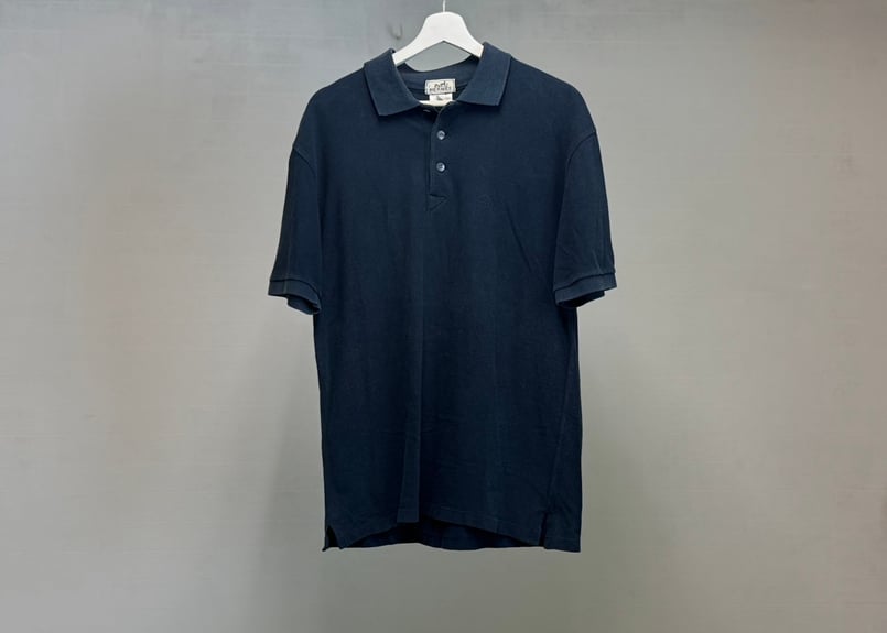 HERMES ネイビー ポロシャツ　Hロゴ hermes 