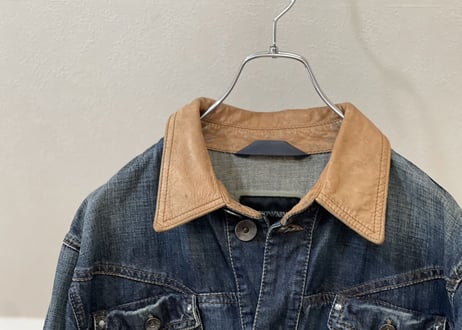 emporio armani leather switch denim jacket