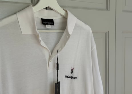 90s yves saint laurent rogo polo shirt dead stock