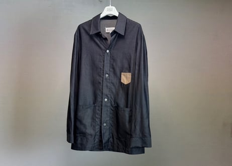maison margiela leather switch oversize silk jacket