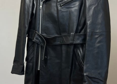 90s leather double coat