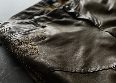 ralph lauren embroidery leather pants