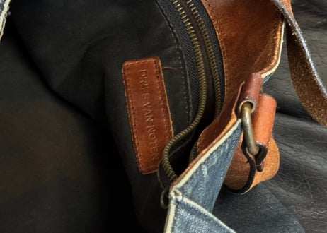 00s driesvannoten leather denim bag