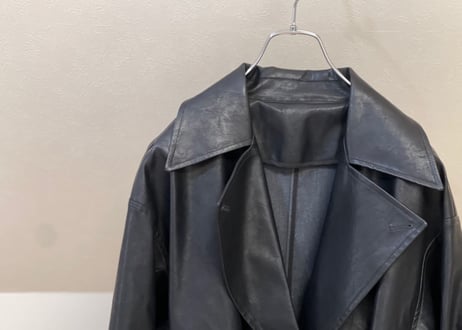 fake leather belted coat